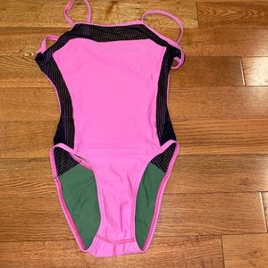 Pink Speedo one piece with mesh